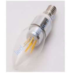 Светодиодная лампа свеча  Filament  NEW Е14-4W/220V/360°, 420-480lm, DIM